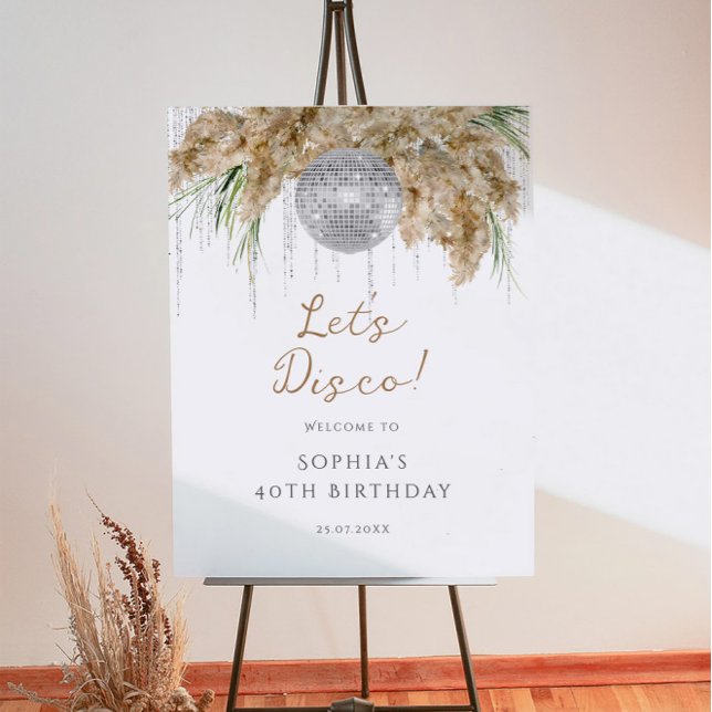 Boho Papmas Grass Disco Ball Party Welcome Sign (Creator Uploaded)