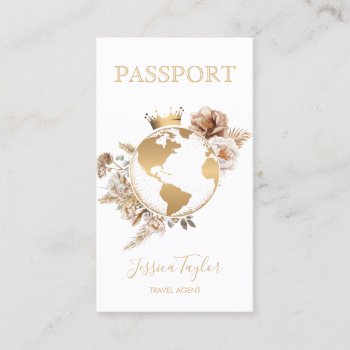 Boho Passport Travel Agent World Map Boarding Pass Business Card by smmdsgn at Zazzle