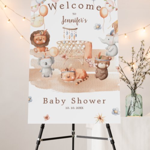 Boho pastel baby animals mobile Welcome Foam Board