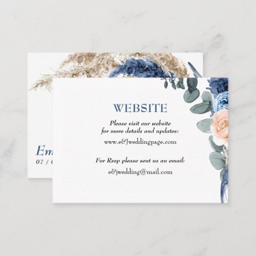 Boho pastel blue  blush chic Wedding Website Card