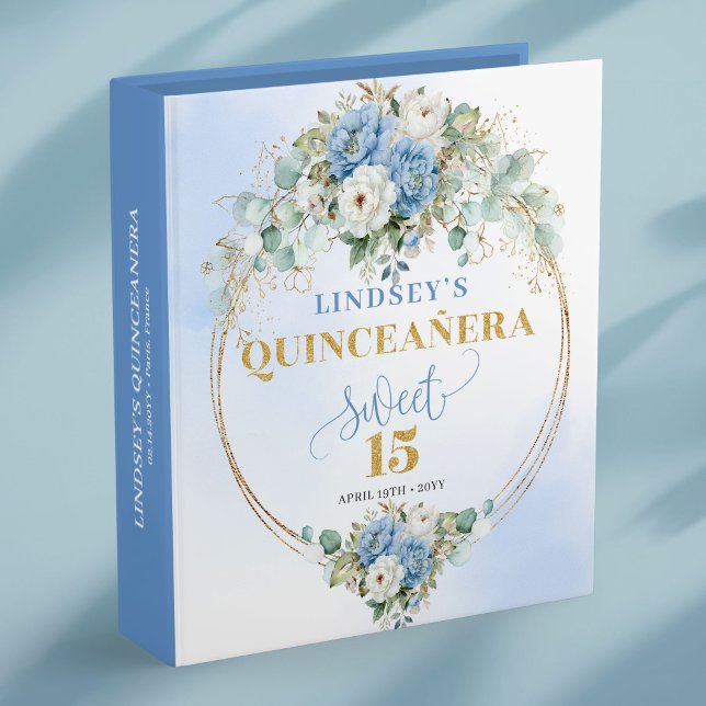Boho Pastel Blue Floral 15th Birthday Ring Binder (Boho Pastel Blue Floral 15th Birthday Ring Binder)