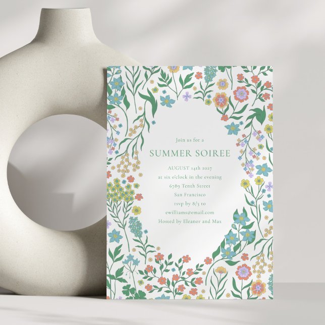 Boho Pastel Blue Wildflower Whimsy Summer Soiree Invitation (Creator Uploaded)