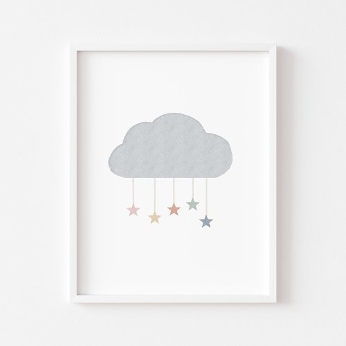 Boho pastel cloud and stars print