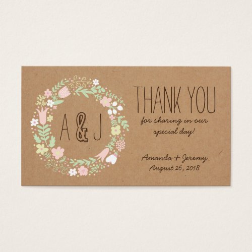 Whimsical Floral Wreath Craft Paper Favor Tags Business Card