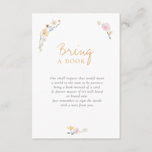 Boho Pastel flowers Calligraphy Baby Shower Enclosure Card (Front)