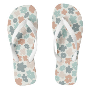 Boho pastel flowers cutout flip flops