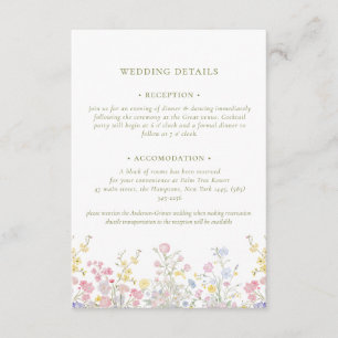 Boho Pastel flowers Elegant Calligraphy Wedding  E Enclosure Card