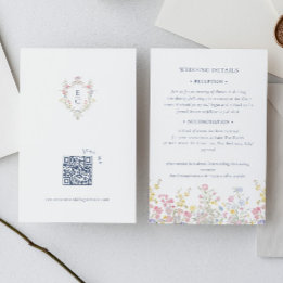 Boho Pastel flowers Elegant Calligraphy Wedding   Enclosure Card