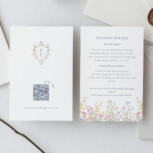 Boho Pastel flowers Elegant Calligraphy Wedding   Enclosure Card