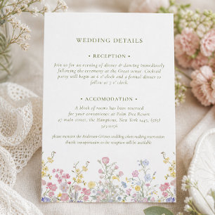 Boho Pastel flowers Elegant Calligraphy Wedding Enclosure Card