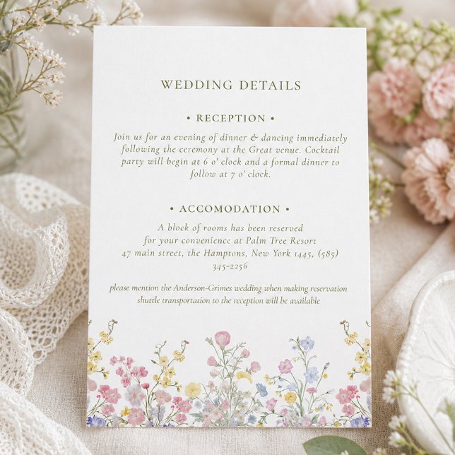 Boho Pastel flowers Elegant Calligraphy Wedding Enclosure Card (Boho Pastel flowers Elegant Calligraphy Wedding Enclosure Card)
