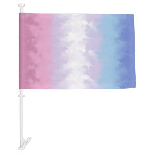 Boho Pastel Fluffy Abstract Bigender Pride Flag