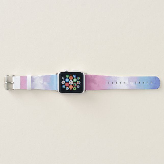 Boho Pastel Fluffy Abstract Bigender Pride Flag Apple Watch Band (Front)