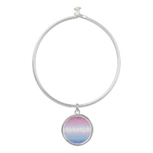 Boho Pastel Fluffy Abstract Bigender Pride Flag Bangle Bracelet