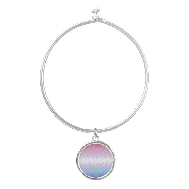 Boho Pastel Fluffy Abstract Bigender Pride Flag Bangle Bracelet (Front)