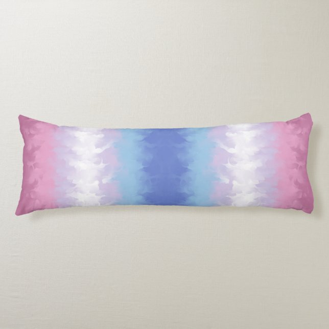 Boho Pastel Fluffy Abstract Bigender Pride Flag Body Pillow (Front)