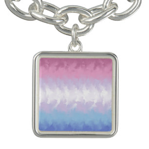 Boho Pastel Fluffy Abstract Bigender Pride Flag Bracelet