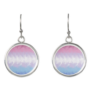 Boho Pastel Fluffy Abstract Bigender Pride Flag Earrings