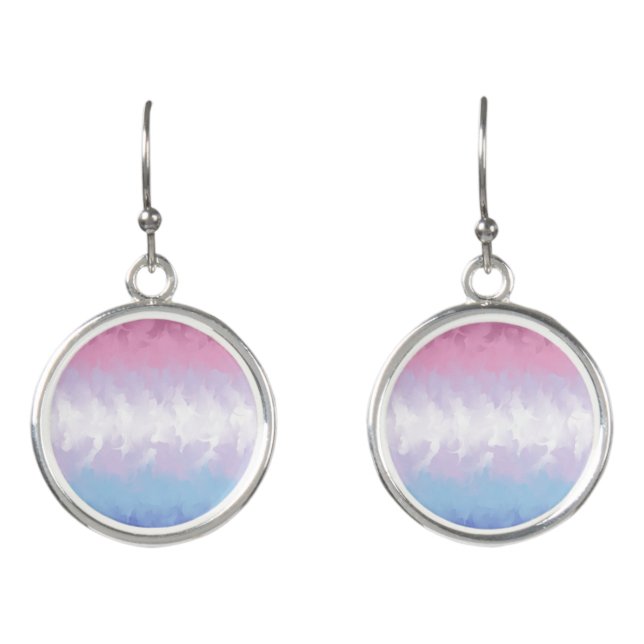 Boho Pastel Fluffy Abstract Bigender Pride Flag Earrings (Front)