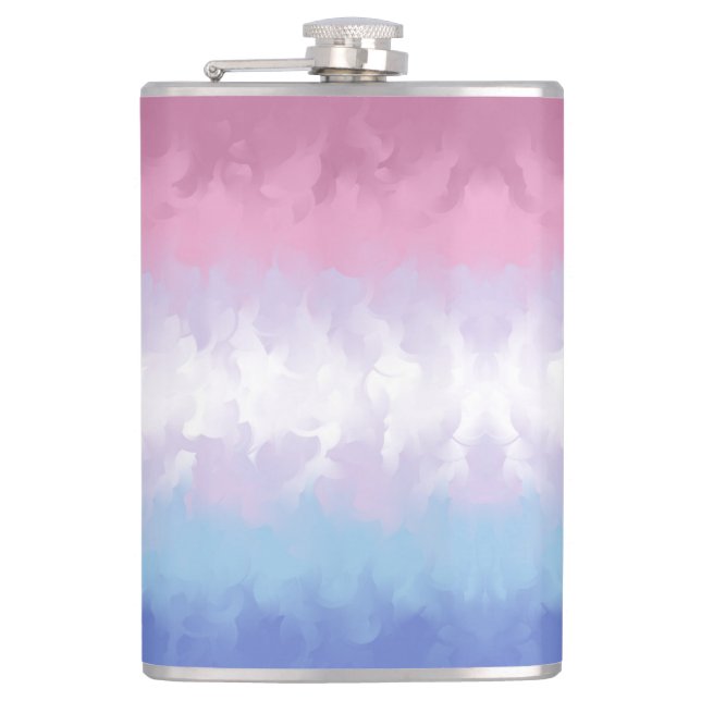 Boho Pastel Fluffy Abstract Bigender Pride Flag Flask (Front)