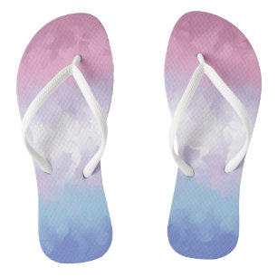 Boho Pastel Fluffy Abstract Bigender Pride Flag Flip Flops