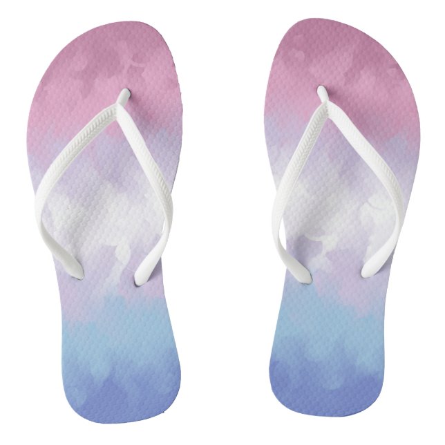 Boho Pastel Fluffy Abstract Bigender Pride Flag Flip Flops (Footbed)