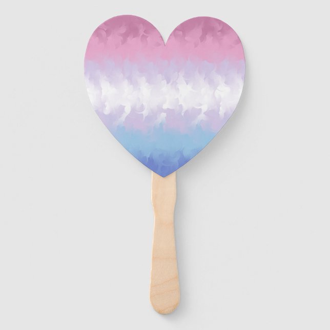 Boho Pastel Fluffy Abstract Bigender Pride Flag Hand Fan (Front)
