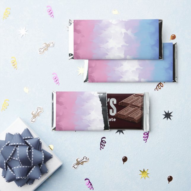 Boho Pastel Fluffy Abstract Bigender Pride Flag Hershey Bar Favors (Front)