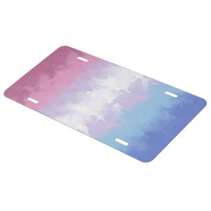 Boho Pastel Fluffy Abstract Bigender Pride Flag License Plate
