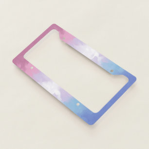 Boho Pastel Fluffy Abstract Bigender Pride Flag License Plate Frame