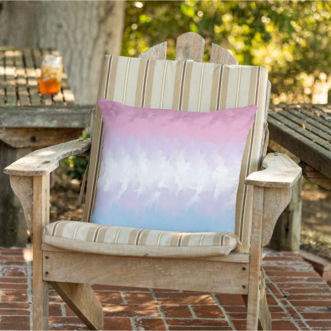 Boho Pastel Fluffy Abstract Bigender Pride Flag Outdoor Pillow (Chair)