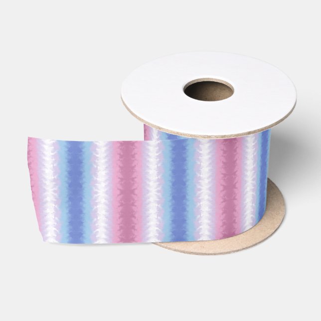 Boho Pastel Fluffy Abstract Bigender Pride Flag Satin Ribbon (Spool)