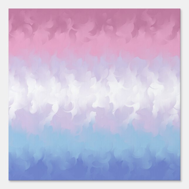 Boho Pastel Fluffy Abstract Bigender Pride Flag Sign (Front)