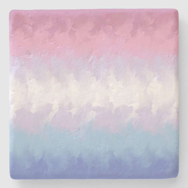 Boho Pastel Fluffy Abstract Bigender Pride Flag Stone Coaster (Front)
