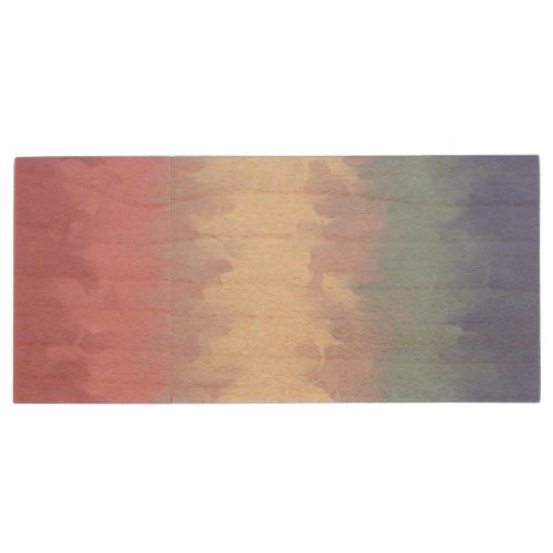Boho Pastel Fluffy Abstract Bigender Pride Flag Wood Flash Drive