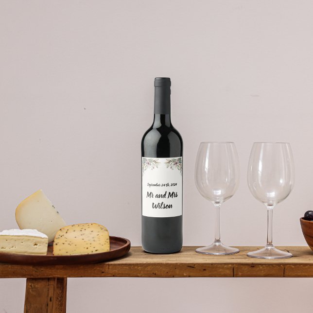 BOHO Pastel Garden Colors Wedding Wine Label  (Creator Uploaded)