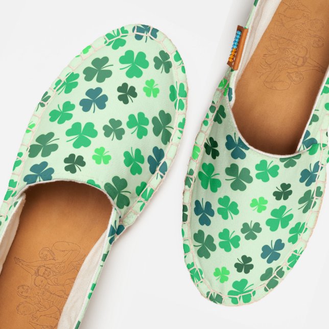 Boho Pastel Green Shamrock Clover Leaf Lucky Irish Espadrilles (Creator Uploaded)