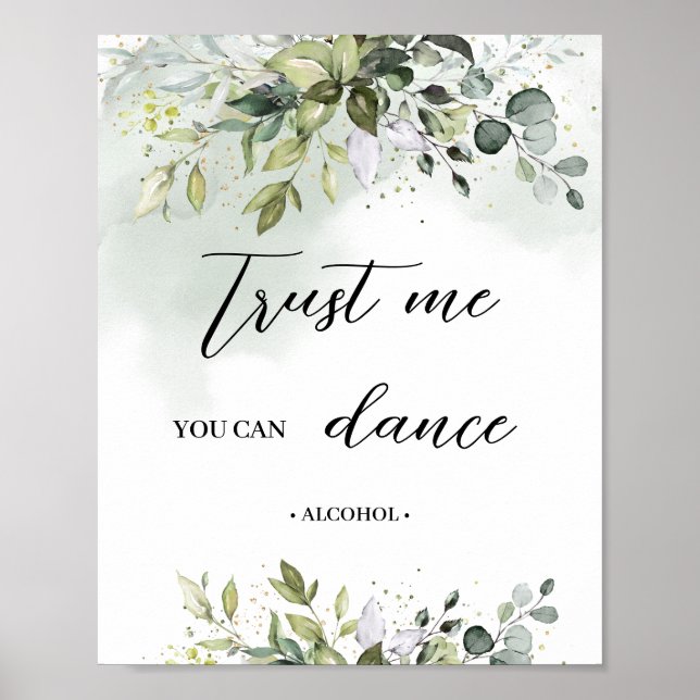 Boho pastel greenery trust me you can dance sign (Front)