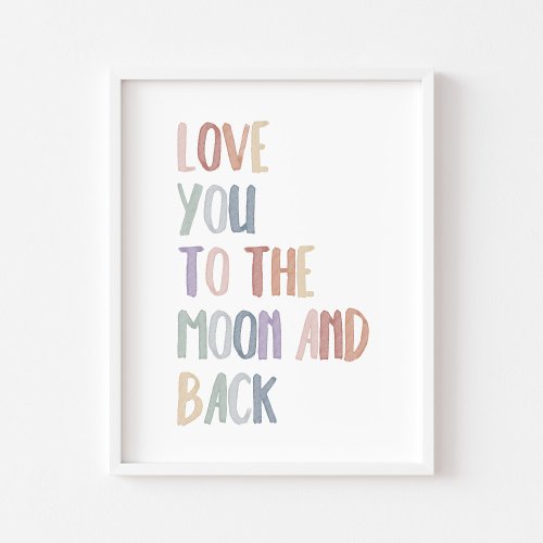 Boho pastel love to the moon and back print