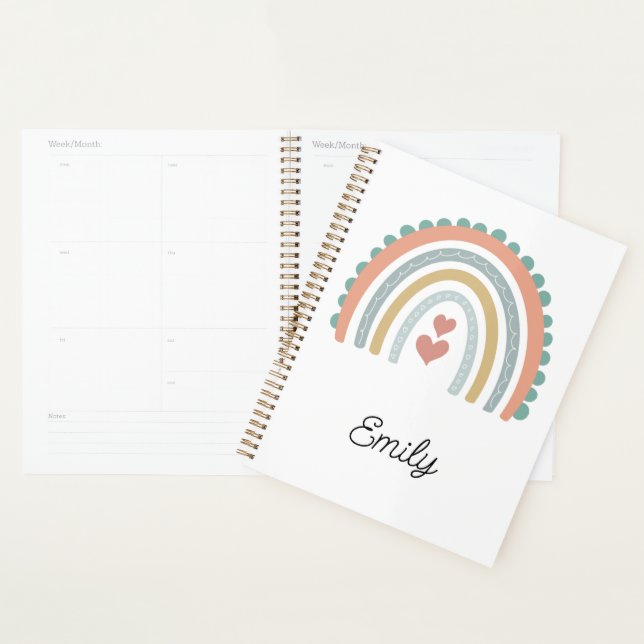 Boho Pastel Modern Elegant Rainbow Personalize  Planner (Display)