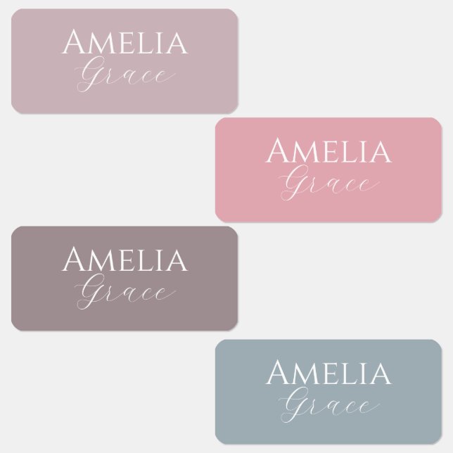 Boho Pastel Modern Script Font Name Kids' Labels (Group)