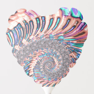 Boho Pastel Pink and Blue Spiral Abstract Fractal Balloon