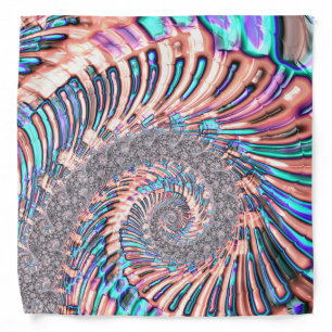 Boho Pastel Pink and Blue Spiral Abstract Fractal Bandana