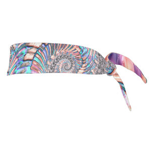 Boho Pastel Pink and Blue Spiral Abstract Fractal Tie Headband