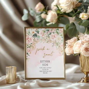 Boho pastel pink and gold Pick a seat Poster