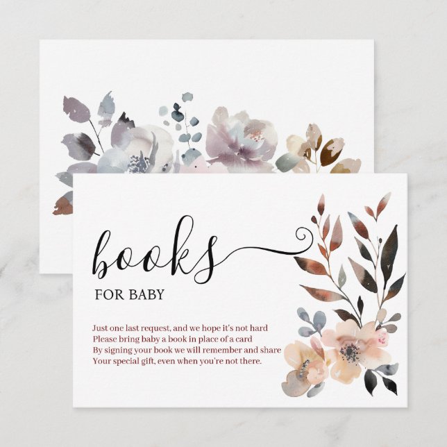 Boho Pastel Pink Flower Blooms Books For Baby Enclosure Card (Front/Back)