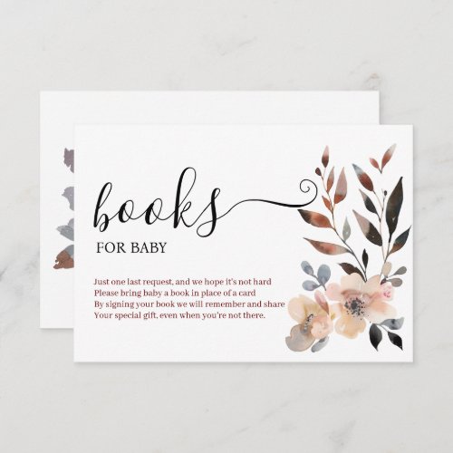 Boho Pastel Pink Flower Blooms Books For Baby Enclosure Card
