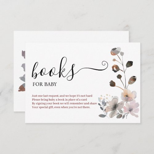 Boho Pastel Pink Flower Blooms Books For Baby Enclosure Card
