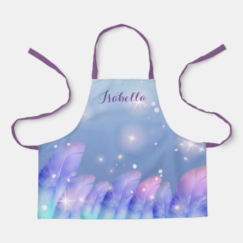 Boho Pastel Purple Pink Feathers Sparkles Custom Apron