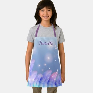 Boho Pastel Purple Pink Feathers Sparkles Custom Apron